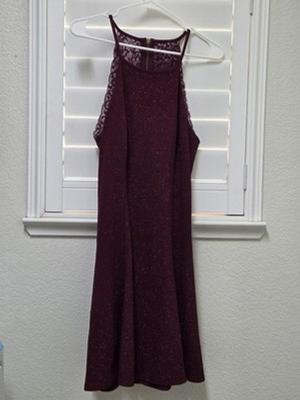 NWT Speechless Women's Burgundy Glitter Dress XL Lace Back Fit And Flare...